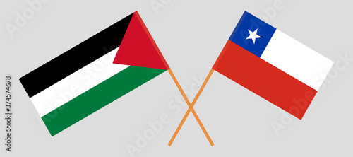 Crossed flags of Palestine and Chile