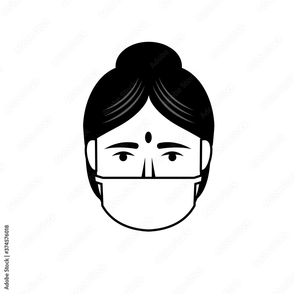 vector icon of a person wearing a face mask vector icon of a person wearing a face mask