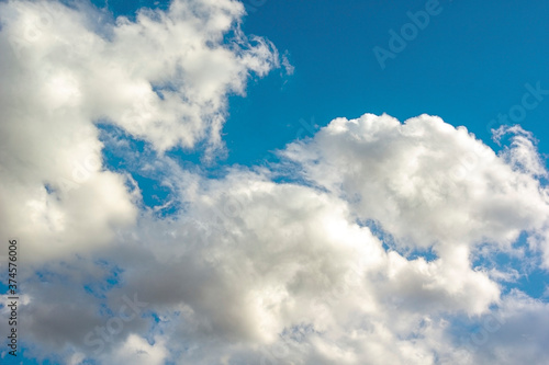 Summer day blue sky with white clouds concept background nature