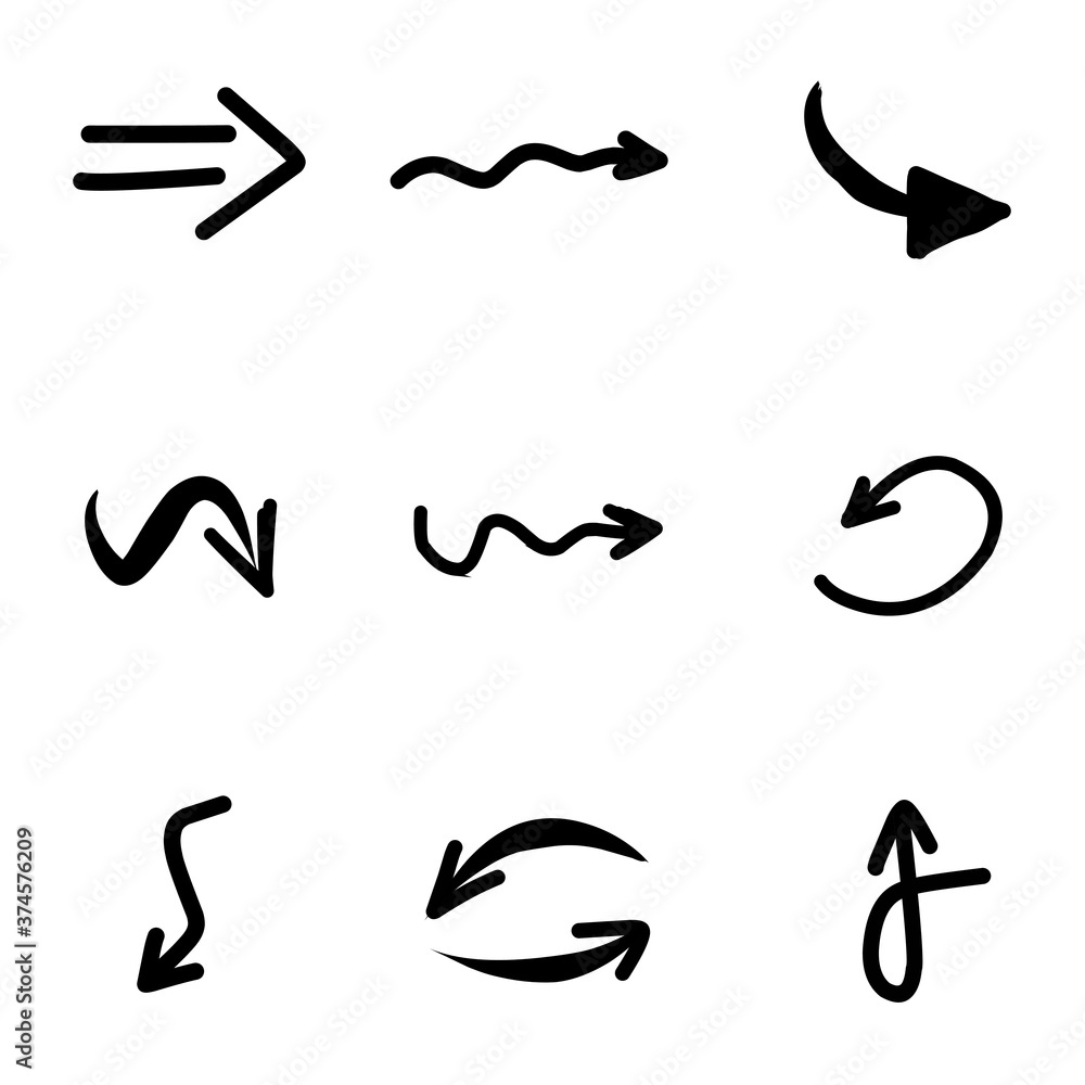 Set of rough hand drawn, grunge, handmade elements arrows, waypoints isolated on white background EPS Vector Set of rough hand drawn, grunge, handmade elements arrows, waypoints isolated on white background EPS Vector
