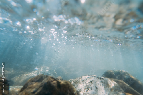 underwater view of a river