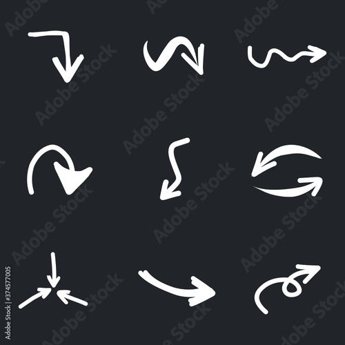 Set of rough hand drawn  handmade elements arrows  waypoints isolated on white background EPS Vector
