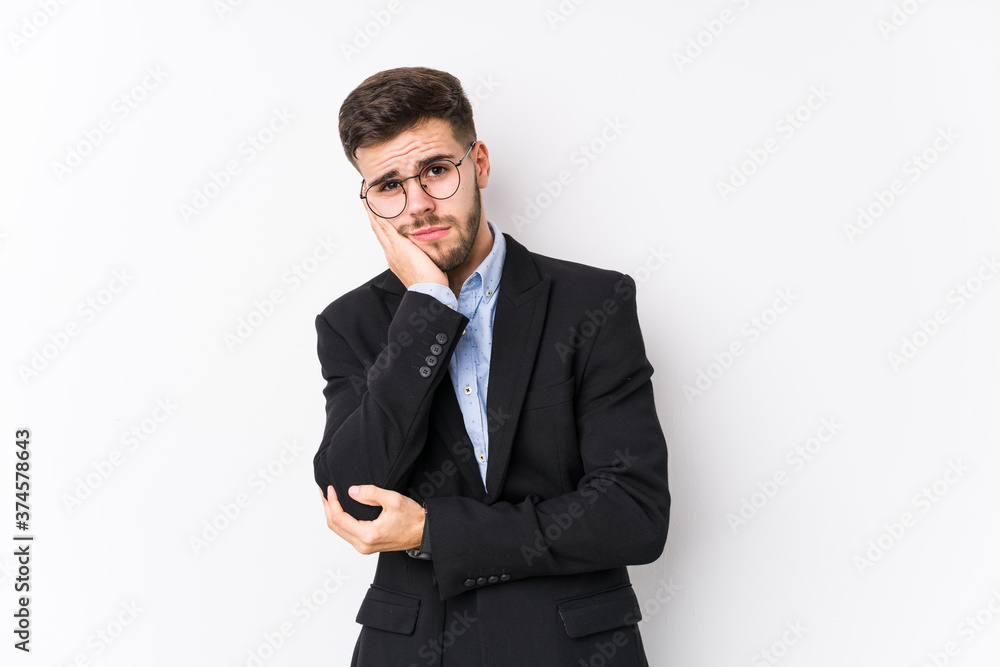 Young caucasian business man posing in a white background isolated Young caucasian business man who is bored, fatigued and need a relax day. Young caucasian business man posing in a white background isolated Young caucasian business man who is bored, fatigued and need a relax day.