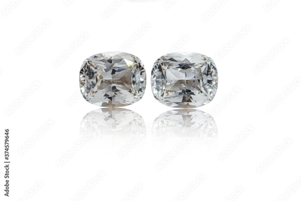 macro mineral stone cut topaz on a white background macro mineral stone cut topaz on a white background