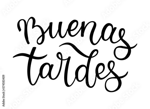 Hand lettering Good evening. Spanish letters. Template for card, poster, print.