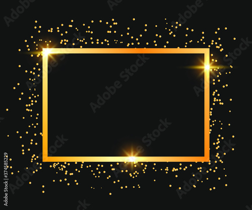 Vector golden frame set, shiny rectangle and square frames.