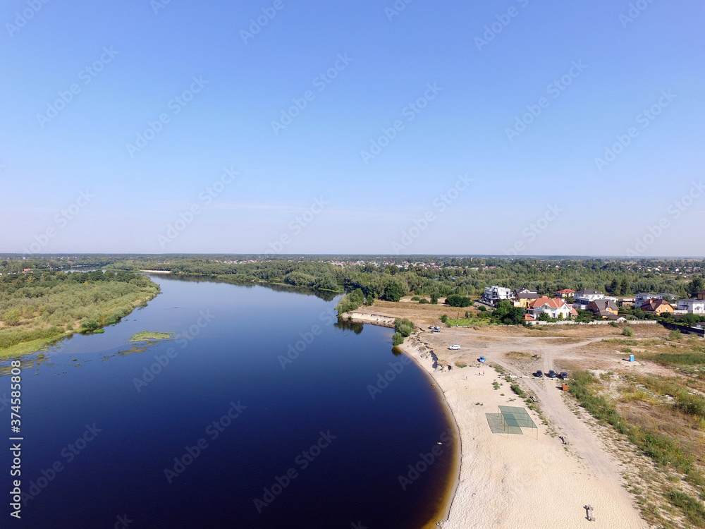 Aerial view of the saburb landscape (drone image). Near Kiev