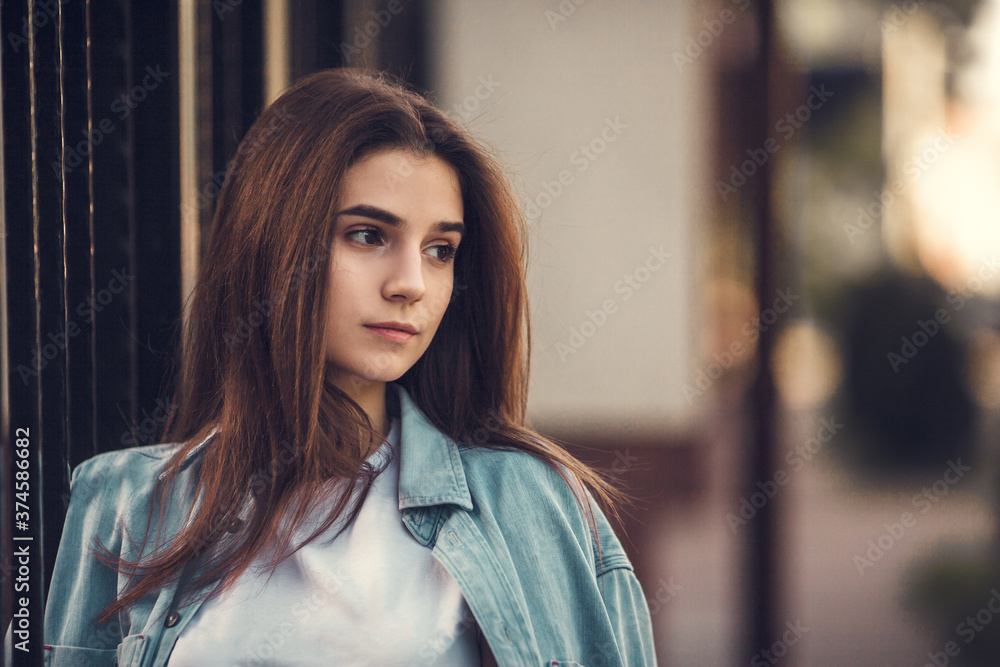 Beautiful tourist girl on city street. Gorgeous young model Beautiful tourist girl on city street. Gorgeous young model