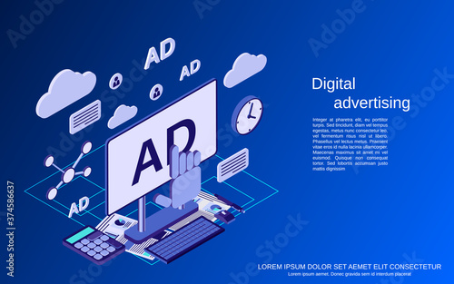 Wallpaper Mural Digital advertising, promotion, marketing flat isometric vector concept illustration Torontodigital.ca