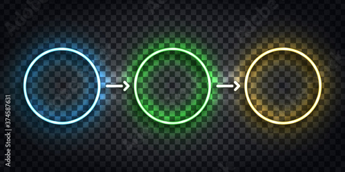 Vector realistic isolated neon sign of Infographics sequence frames for template decoration and layout covering on the transparent background. © comicsans