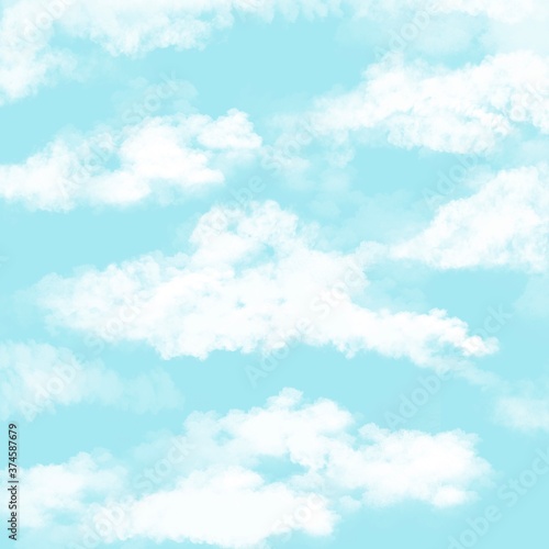 Illustration Beautiful Blue Sky and clouds. landscape light Background. Template . High quality photo
