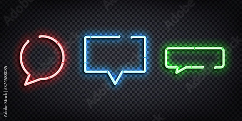 Vector set of realistic isolated neon sign of Speech Bubble logo for decoration and covering on the transparent background.