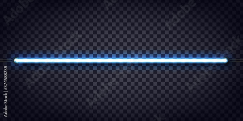 Vector realistic isolated neon sign of blue tube for decoration and covering on the transparent background.