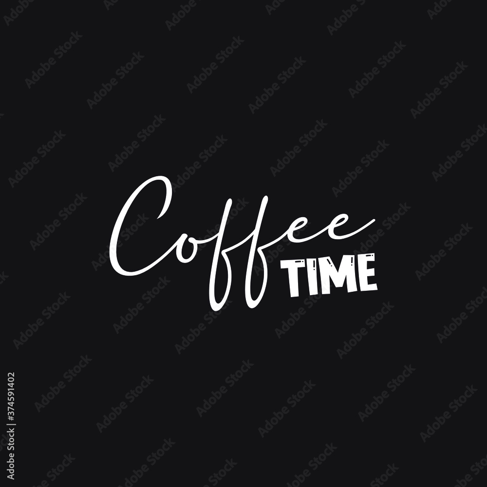 Coffee time, heart, coffee mug typography decoration, decor, for movitation, t-shirts, greetings and any type of cards, hand drawn, handmade EPS Vector
