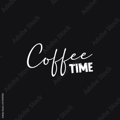 Coffee time, heart, coffee mug typography decoration, decor, for movitation, t-shirts, greetings and any type of cards, hand drawn, handmade EPS Vector