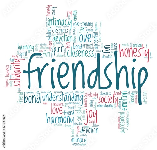 Friendship vector illustration word cloud isolated on a white background.