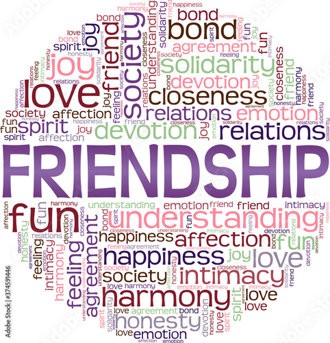 Friendship vector illustration word cloud isolated on a white background.