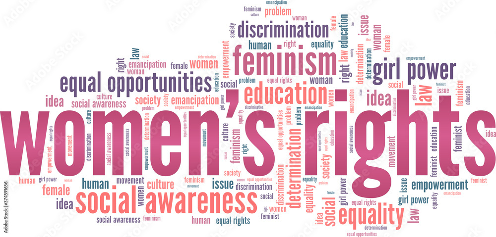 Women's rights vector illustration word cloud isolated on a white background.