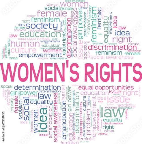 Women's rights vector illustration word cloud isolated on a white background.