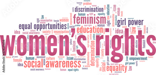 Women's rights vector illustration word cloud isolated on a white background.