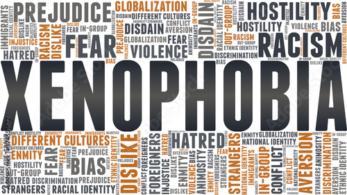 Xenophobia vector illustration word cloud isolated on a white background.