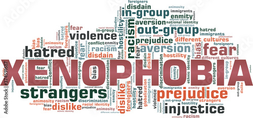 Xenophobia vector illustration word cloud isolated on a white background.
