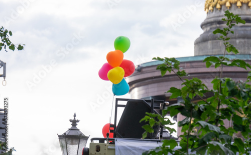 BERLIN, GERMANY August 29, 2020. Demo in Berlin with the police at the Victory Column against the Corona Covid-19 regulations and for human rights. photo