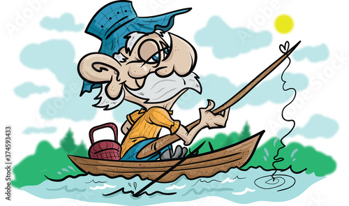 Retired old man fishing