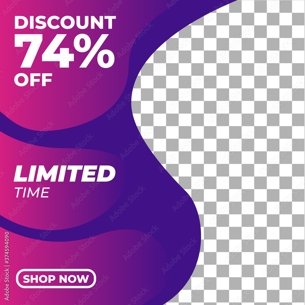 Square banner template business. Pink and purple background color. Suitable for social media post, discount and web internet ads. Vector illustration with photo collage. Modern Graphic Template Banner Square banner template business. Pink and purple background color. Suitable for social media post, discount and web internet ads. Vector illustration with photo collage. Modern Graphic Template Banner
