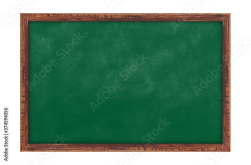 Blackboard background and wooden frame isolated on white background