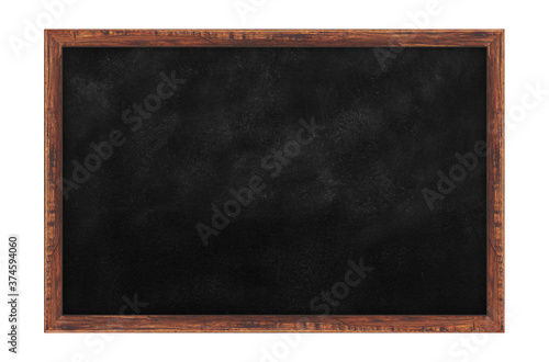 Blackboard background and wooden frame isolated on white background