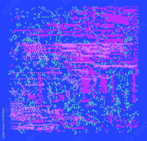 Abstract pixelated background with flickers and datamoshing effect.