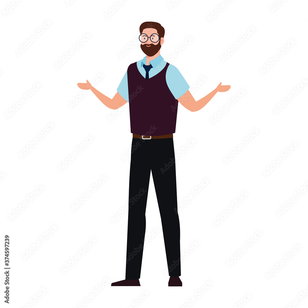 Man cartoon with glasses design, Boy male person people human social media and portrait theme Vector illustration Man cartoon with glasses design, Boy male person people human social media and portrait theme Vector illustration
