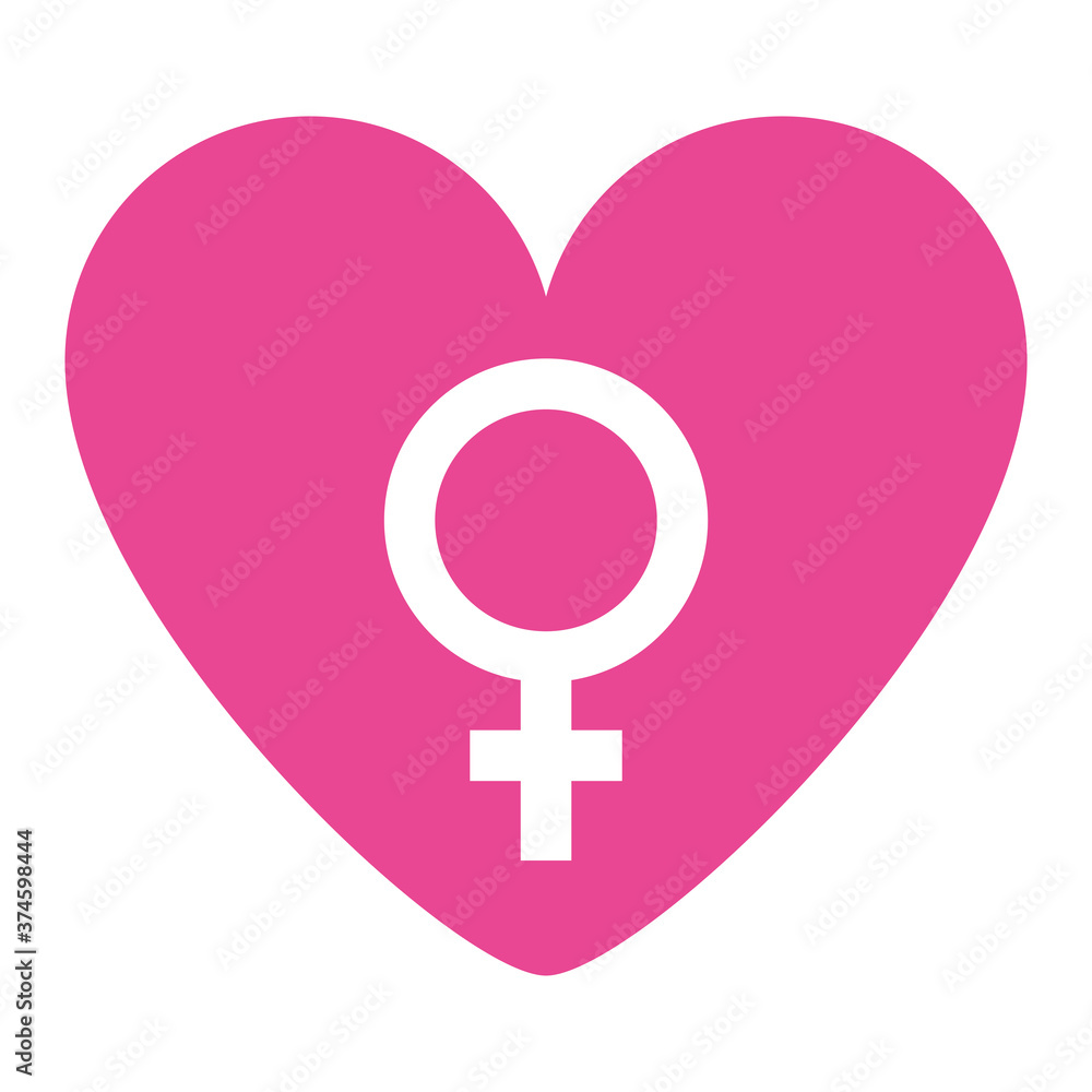 Female gender in heart design, Sexual orientation identity human people relationship love connection and sex theme Vector illustration Female gender in heart design, Sexual orientation identity human people relationship love connection and sex theme Vector illustration