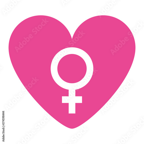 Female gender in heart design, Sexual orientation identity human people relationship love connection and sex theme Vector illustration