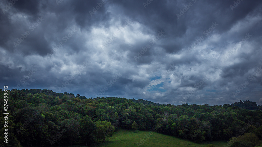 storm clouds over the forest