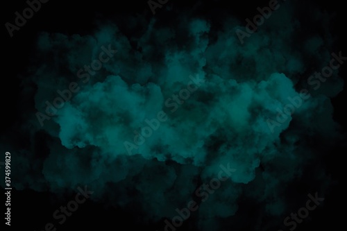3d green color splash on abstract black background 
