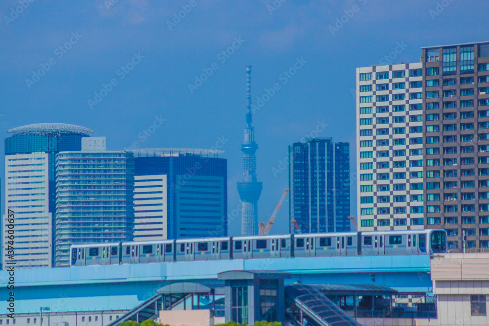 Fototapeta premium ゆりかもめ東京臨海新交通臨海線と東京の街並み