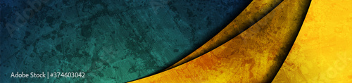 Dark green grunge texture background with luxury golden glossy waves. Vector banner