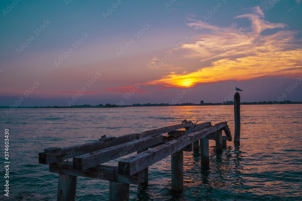 Sunset Above a old Boat Jetty