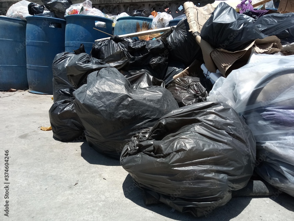 garbage bags on the street garbage bags on the street