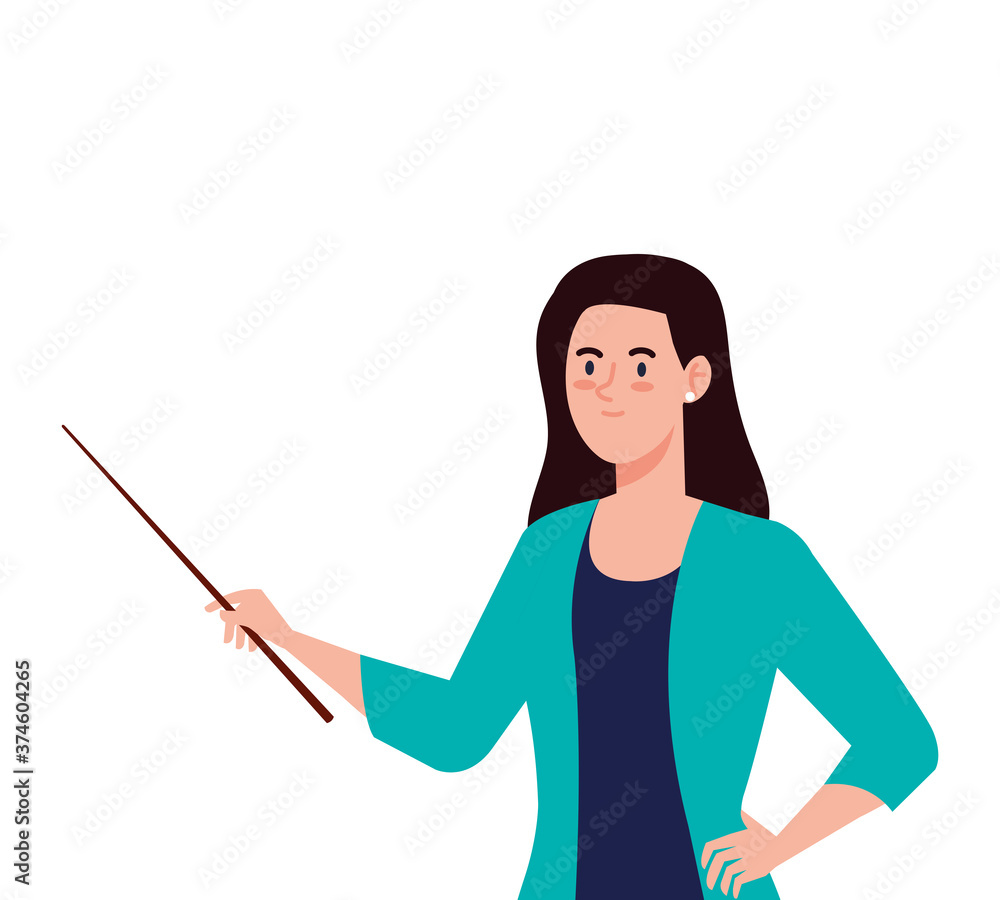 School woman teacher with stick design, Education class lesson and knowledge theme Vector illustration School woman teacher with stick design, Education class lesson and knowledge theme Vector illustration