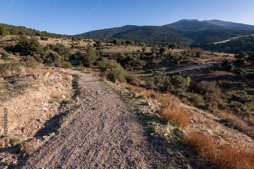 Route through the Sierra de Guadarrama National Park, in Segovia and Madrid. Castilla y Leon, Spain Route through the Sierra de Guadarrama National Park, in Segovia and Madrid. Castilla y Leon, Spain