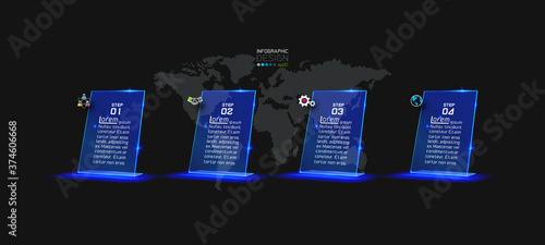 The modern design of the futuristic presentation of a square glow. the novelty of the presentation plan. vector infographic.