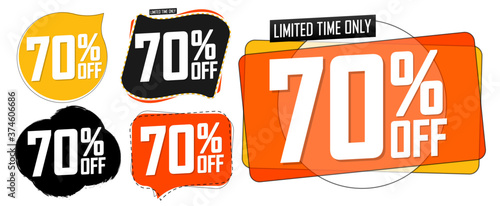Set Sale 70  off banners  discount tags design template  vector illustration
