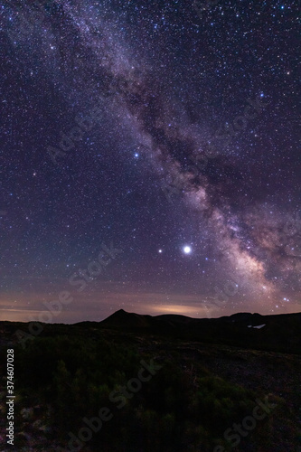 黒岳の頂上からの星空と天の川の眺望