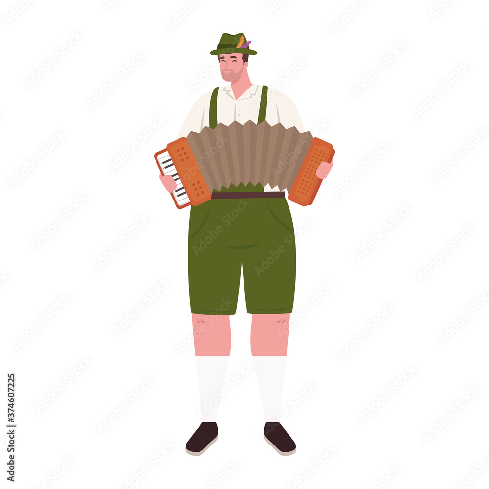 man cartoon with traditional cloth and accordion design, Oktoberfest germany festival and celebration theme Vector illustration man cartoon with traditional cloth and accordion design, Oktoberfest germany festival and celebration theme Vector illustration