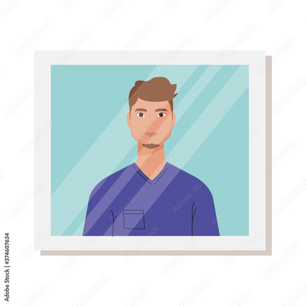 man cartoon in frame design, Boy male person people human social media and portrait theme Vector illustration man cartoon in frame design, Boy male person people human social media and portrait theme Vector illustration