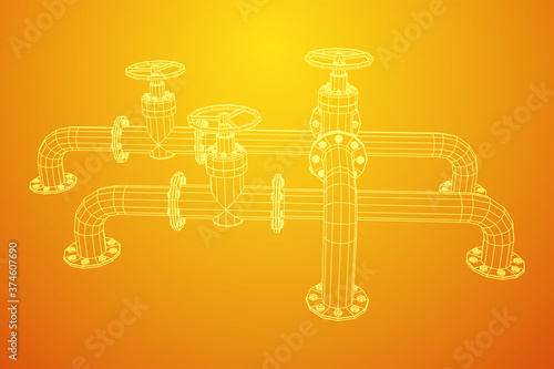 Oil pipeline with valve business concept.