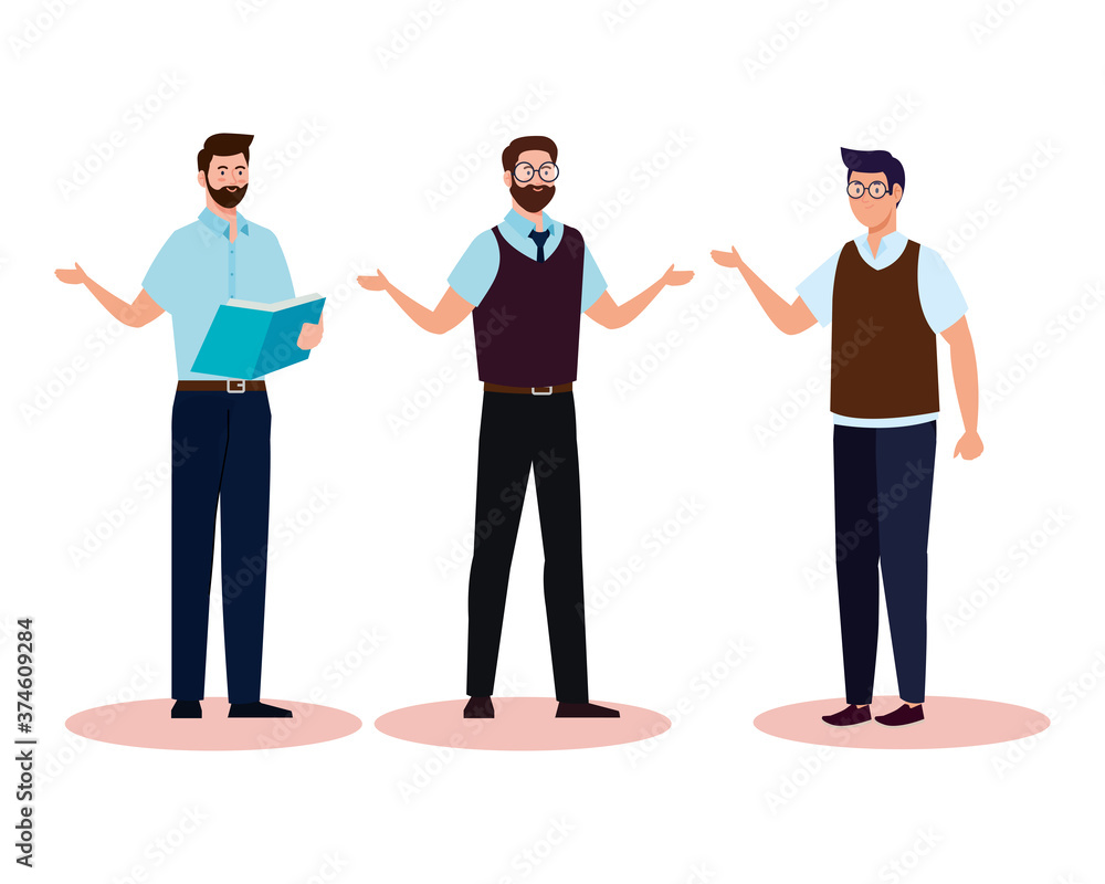 Fototapeta premium School men teachers cartoons design, Education class lesson and knowledge theme Vector illustration